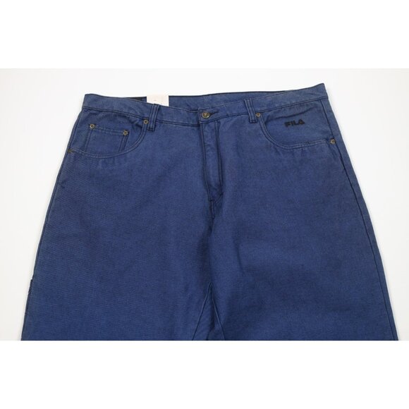 Deadstock Vintage 90s Fila Mens 42x36 Spell Out Baggy Wide Leg Skateboard Jeans - Picture 2 of 14